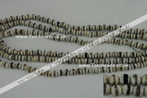 CAG4721 15 inches 6mm faceted round tibetan agate beads wholesale