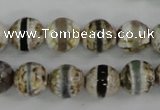 CAG4723 15 inches 8mm faceted round tibetan agate beads wholesale