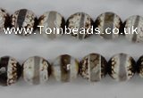 CAG4724 15 inches 10mm faceted round tibetan agate beads wholesale