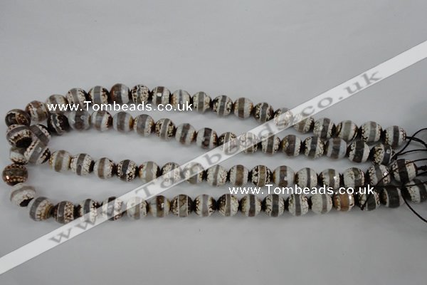 CAG4724 15 inches 10mm faceted round tibetan agate beads wholesale