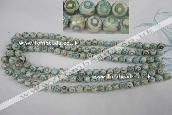 CAG4730 15 inches 8mm faceted round tibetan agate beads wholesale