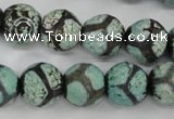 CAG4734 15 inches 14mm faceted round tibetan agate beads wholesale