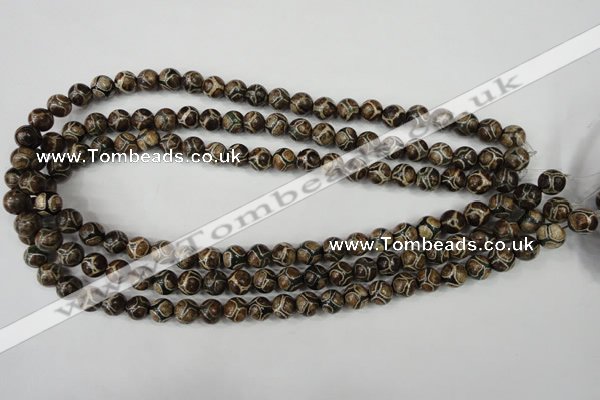 CAG4735 15 inches 8mm round tibetan agate beads wholesale