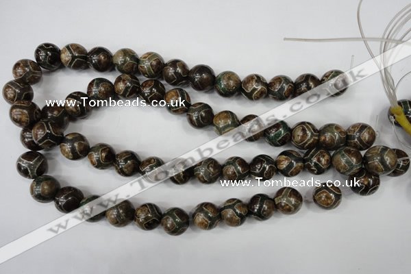 CAG4738 15 inches 14mm round tibetan agate beads wholesale