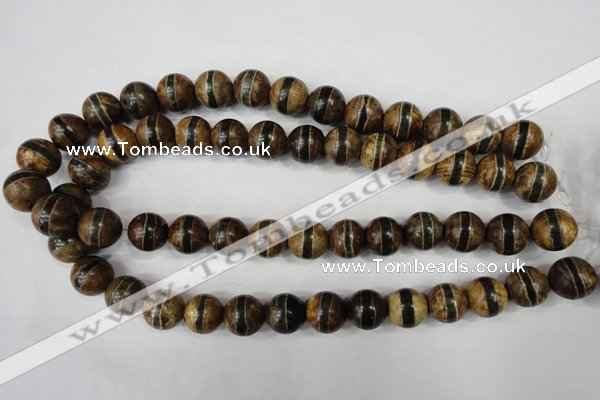 CAG4744 15 inches 14mm round tibetan agate beads wholesale