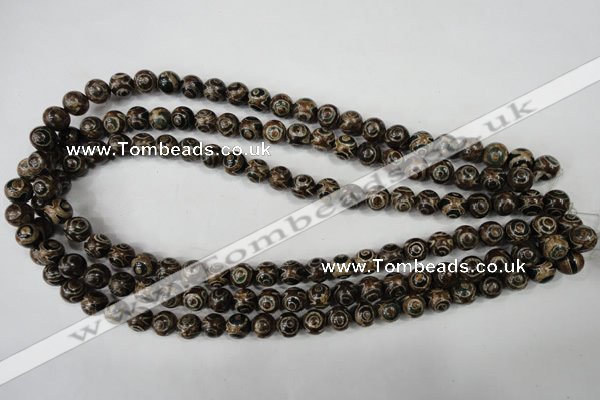 CAG4746 15 inches 8mm round tibetan agate beads wholesale