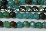 CAG4785 15.5 inches 4mm faceted round fire crackle agate beads