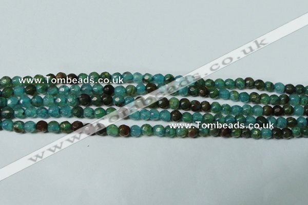 CAG4785 15.5 inches 4mm faceted round fire crackle agate beads