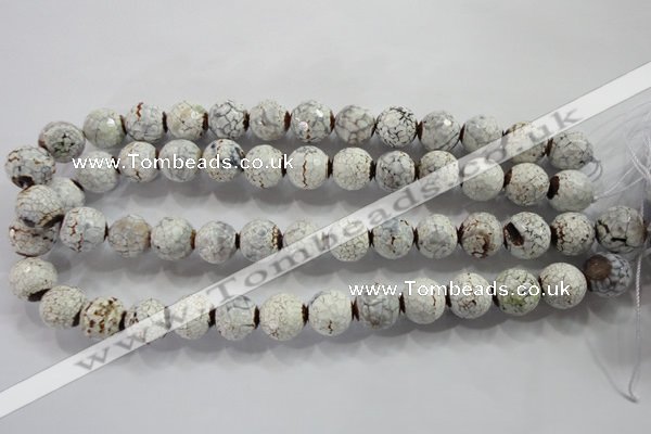 CAG4788 15.5 inches 14mm faceted round fire crackle agate beads