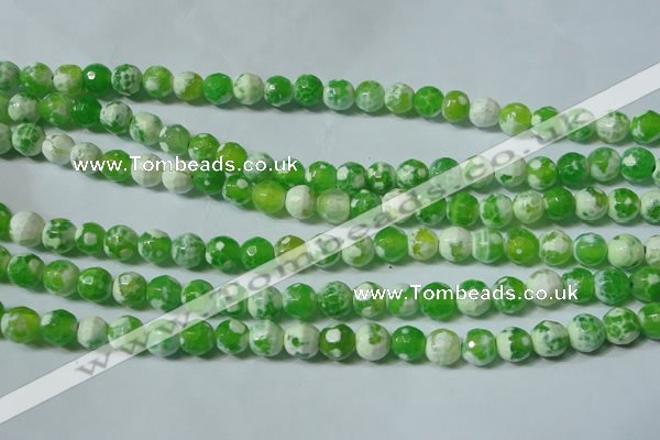 CAG4790 15.5 inches 6mm faceted round fire crackle agate beads