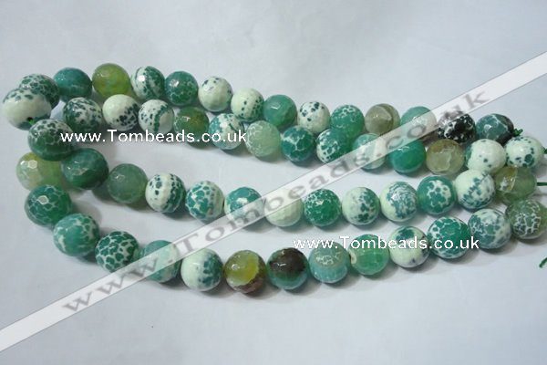 CAG4795 15.5 inches 14mm faceted round fire crackle agate beads