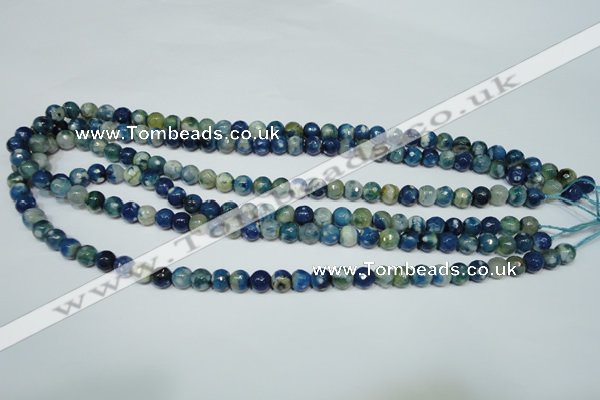 CAG4805 15 inches 6mm faceted round fire crackle agate beads