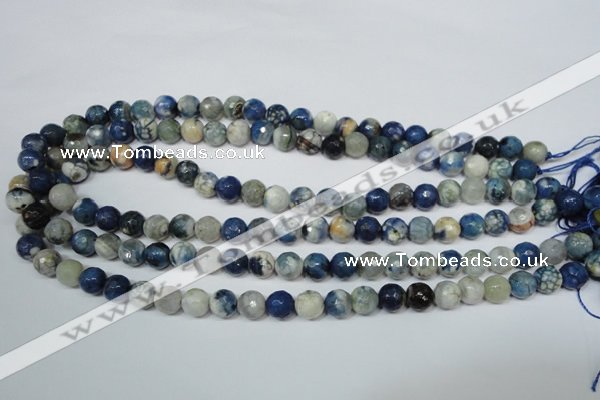 CAG4806 15 inches 8mm faceted round fire crackle agate beads