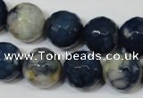 CAG4809 15 inches 14mm faceted round fire crackle agate beads