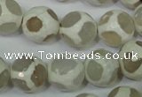 CAG4817 15 inches 12mm faceted round tibetan agate beads wholesale