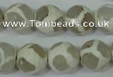 CAG4818 15 inches 14mm faceted round tibetan agate beads wholesale