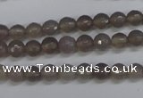 CAG4825 15 inches 6mm faceted round grey agate beads wholesale