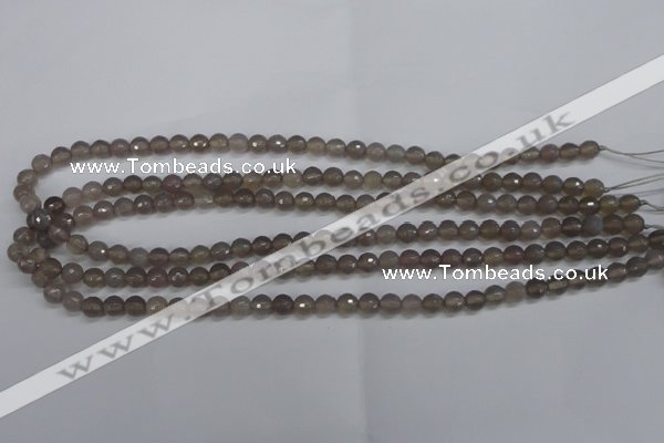 CAG4825 15 inches 6mm faceted round grey agate beads wholesale