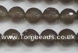 CAG4828 15 inches 12mm faceted round grey agate beads wholesale