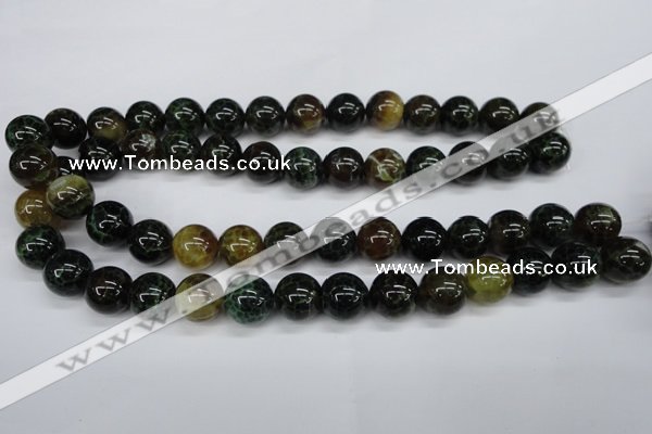 CAG4835 15 inches 14mm round dragon veins agate beads wholesale