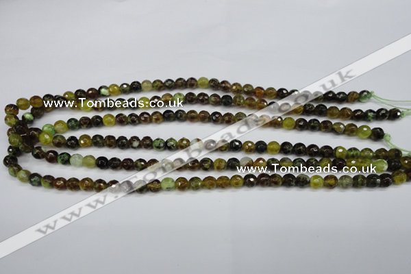 CAG4841 15 inches 6mm faceted round dragon veins agate beads