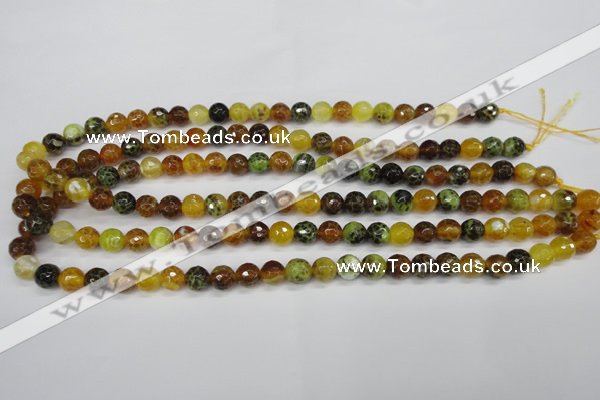 CAG4842 15 inches 8mm faceted round dragon veins agate beads