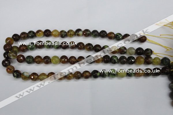 CAG4843 15 inches 10mm faceted round dragon veins agate beads