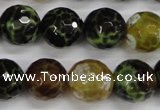 CAG4845 15 inches 14mm faceted round dragon veins agate beads