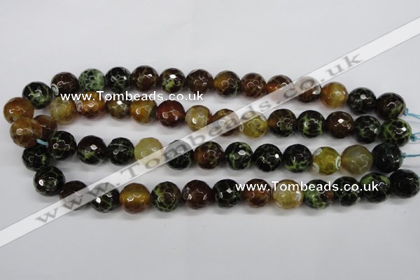 CAG4845 15 inches 14mm faceted round dragon veins agate beads