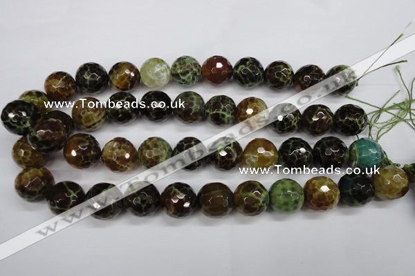 CAG4847 15 inches 18mm faceted round dragon veins agate beads