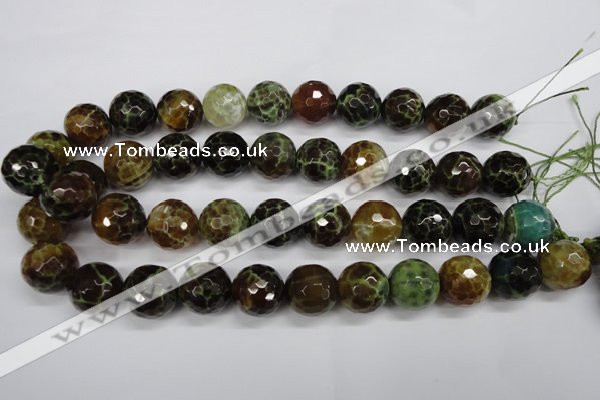 CAG4847 15 inches 18mm faceted round dragon veins agate beads