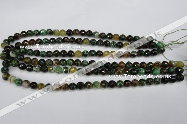 CAG4851 15 inches 6mm faceted round dragon veins agate beads