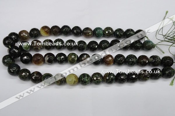 CAG4855 15 inches 14mm faceted round dragon veins agate beads