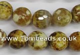 CAG4865 15 inches 14mm faceted round dragon veins agate beads
