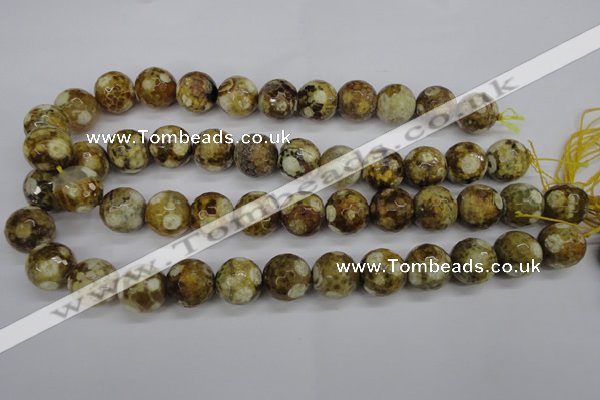 CAG4866 15 inches 16mm faceted round dragon veins agate beads