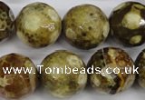 CAG4867 15 inches 18mm faceted round dragon veins agate beads