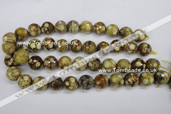 CAG4867 15 inches 18mm faceted round dragon veins agate beads