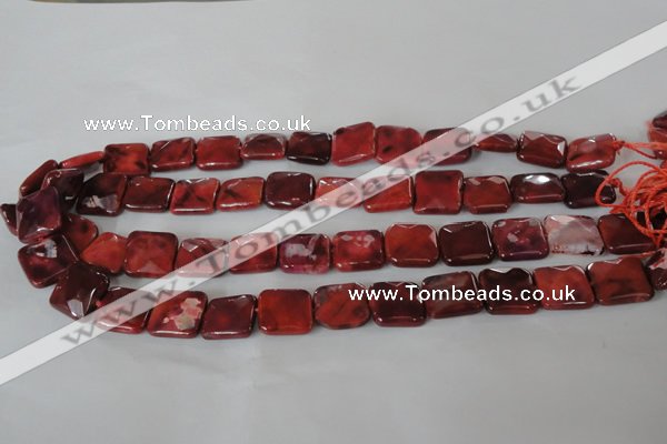 CAG4872 15 inches 14*14mm faceted square fire crackle agate beads