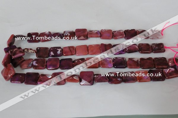 CAG4874 15 inches 14*14mm faceted square fire crackle agate beads