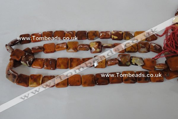 CAG4877 15 inches 14*14mm faceted square fire crackle agate beads