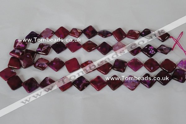 CAG4883 15 inches 14*14mm faceted diamond fire crackle agate beads