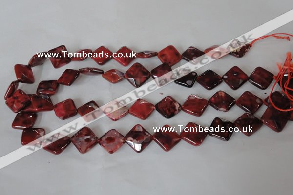 CAG4886 15 inches 14*14mm faceted diamond fire crackle agate beads