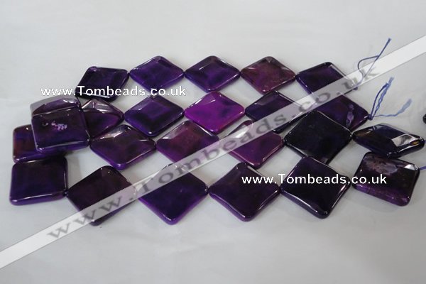 CAG4888 15 inches 25*25mm faceted diamond fire crackle agate beads