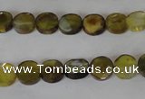 CAG4890 15 inches 8mm faceted coin fire crackle agate beads