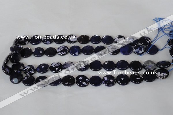 CAG4892 15 inches 15mm faceted coin fire crackle agate beads