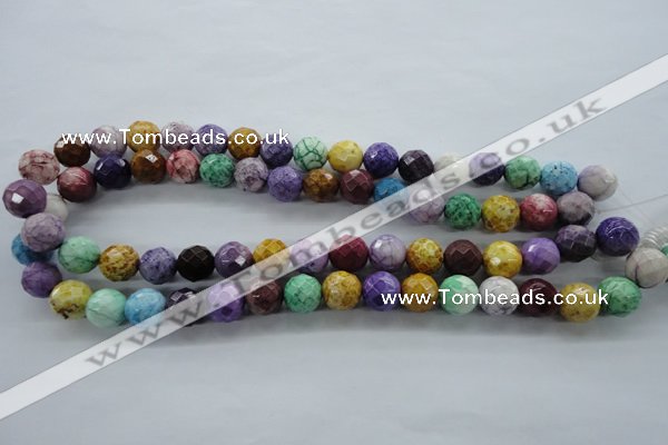 CAG4903 15.5 inches 12mm faceted round dyed white agate beads