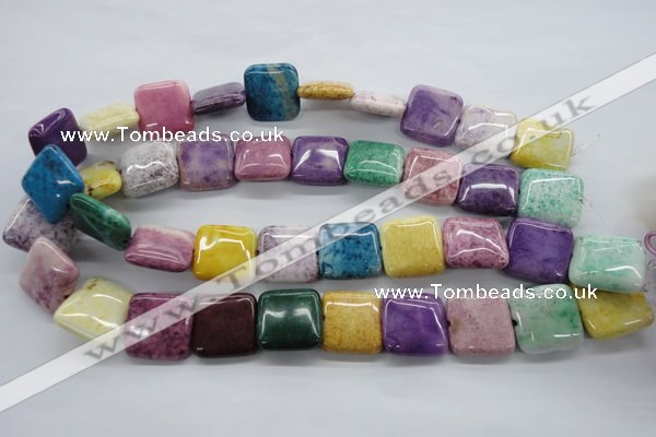 CAG4912 15.5 inches 20*20mm square dyed white agate beads