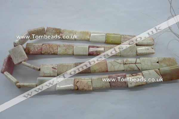 CAG4928 15.5 inches 16*20mm rectangle dyed white agate beads