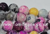 CAG5060 15.5 inches 10mm faceted round fire crackle agate beads