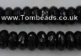 CAG5065 15.5 inches 6*12mm faceted rondelle black agate beads